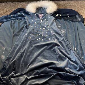 Luxurious Velvet Dress with Faux Fur Trim On Cape